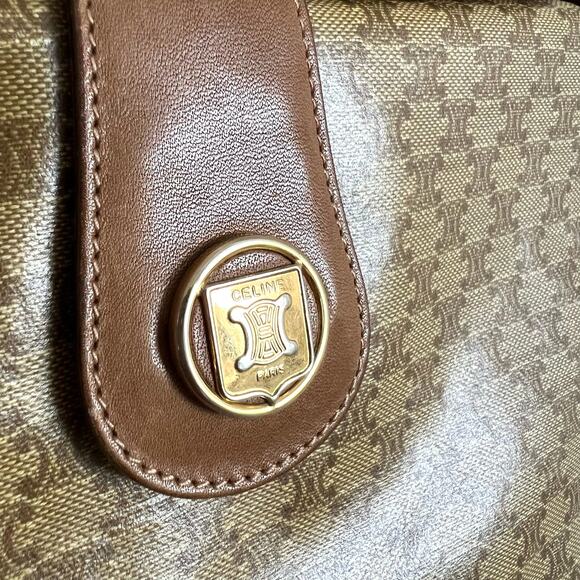 Vintage CELINE Macadam Coated Canvas and Leather Shoulder Bag - Picture 10 of 13